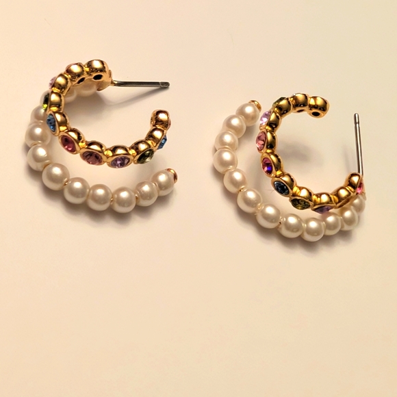 Kate Spade Pearl Caviar Double Huggies - Picture 3 of 3